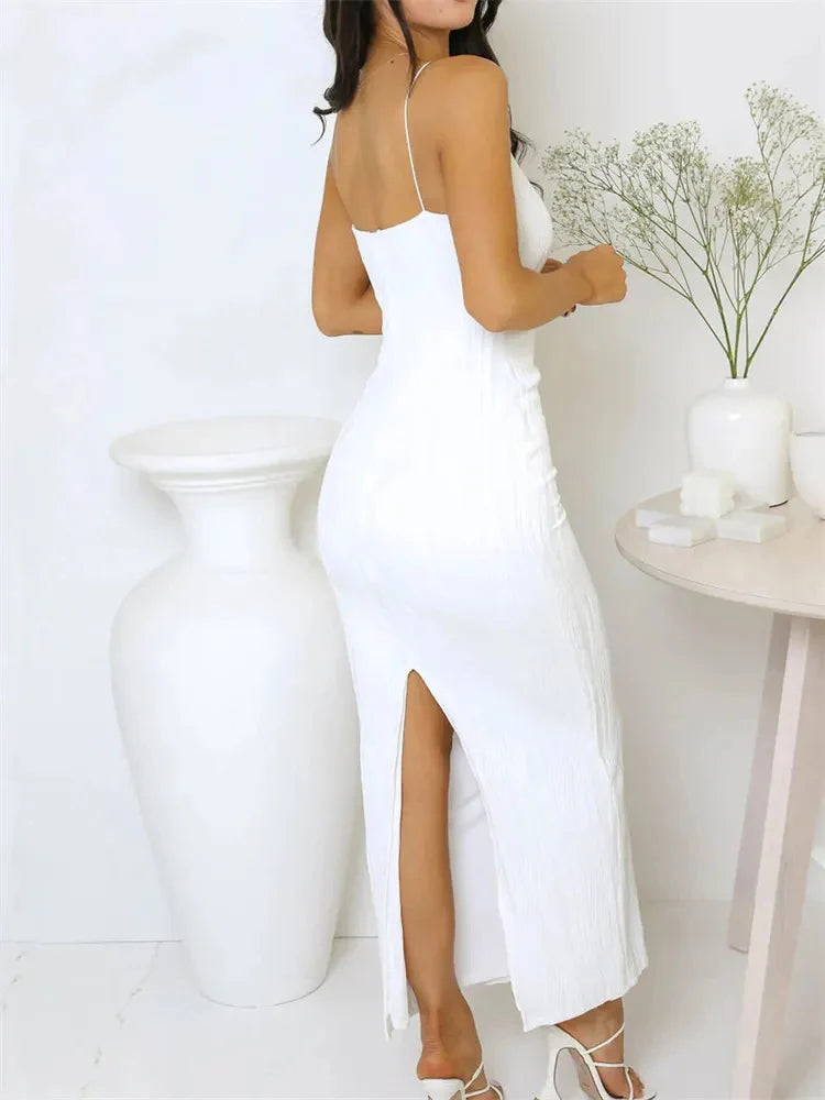 Ruched Split Maxi Dress