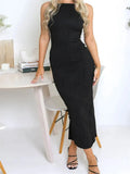 Ruched Split Maxi Dress
