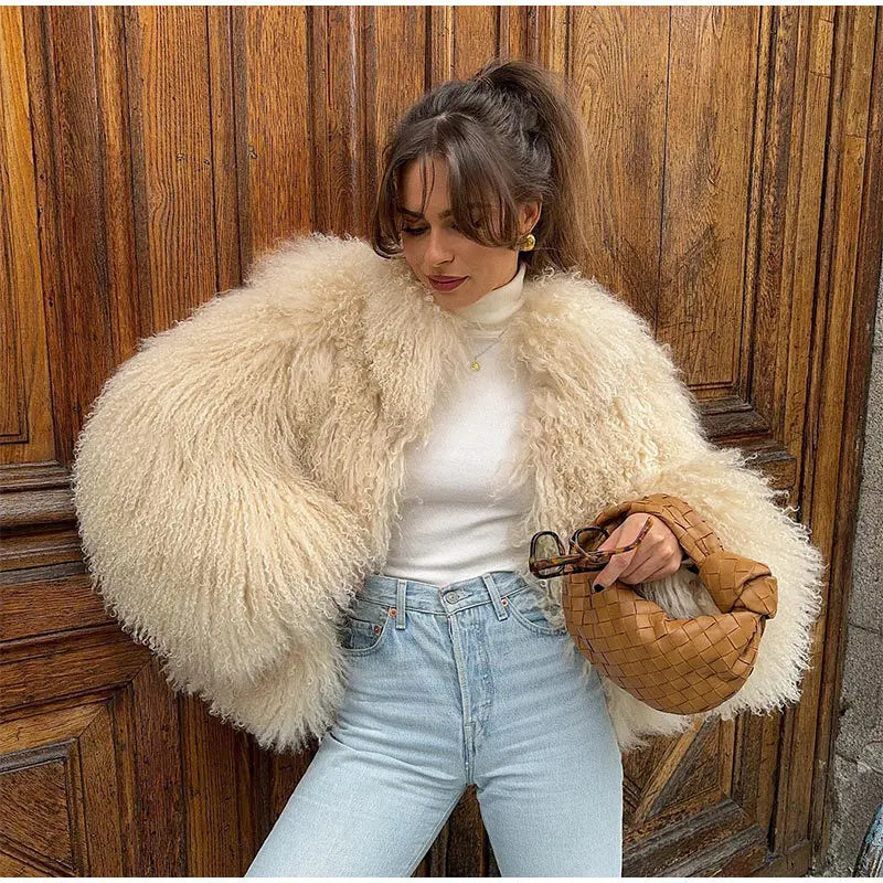 Tan Faux Fur Cardigan Coat