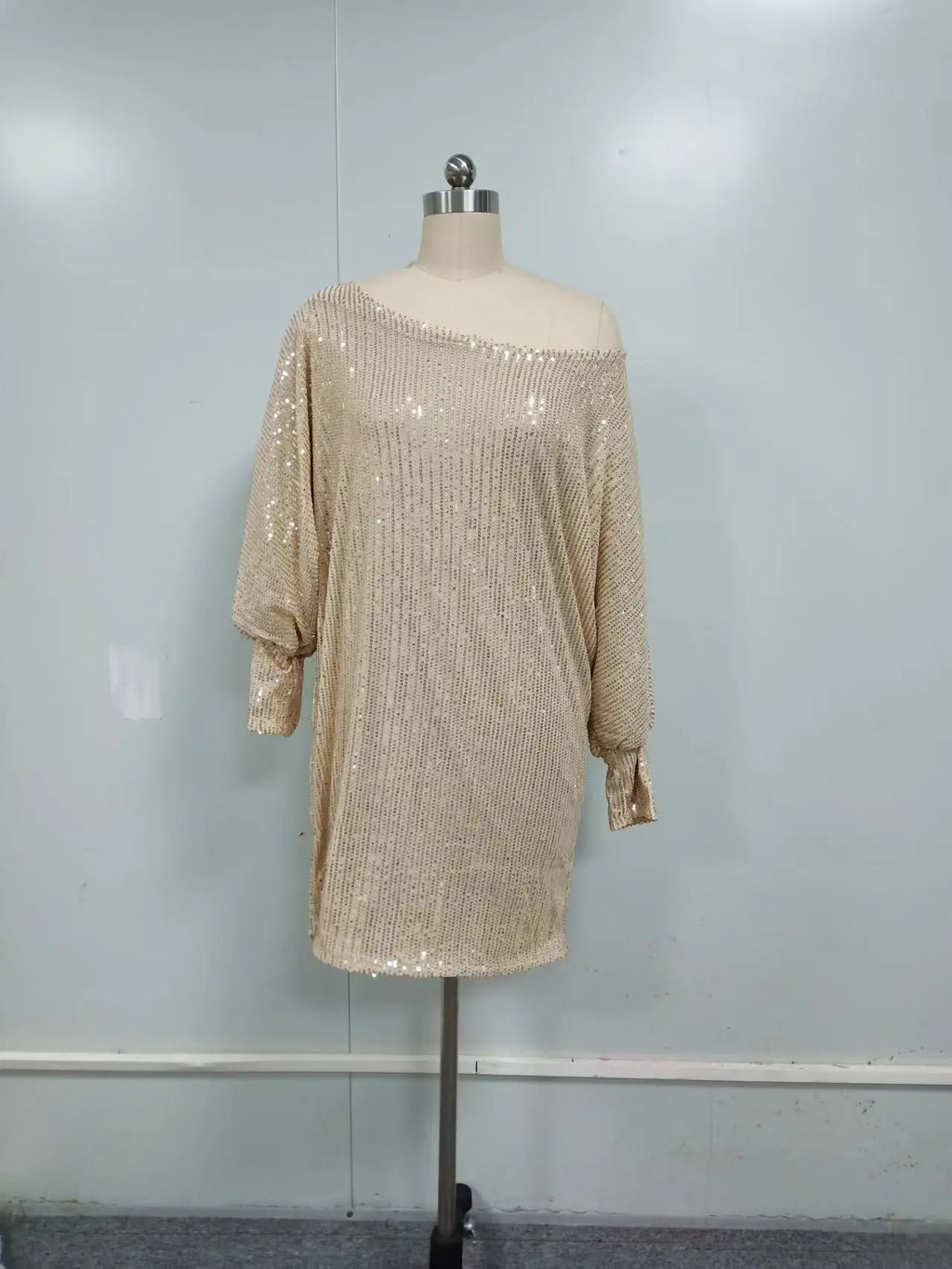 Diagonal Sequin Mini Dress