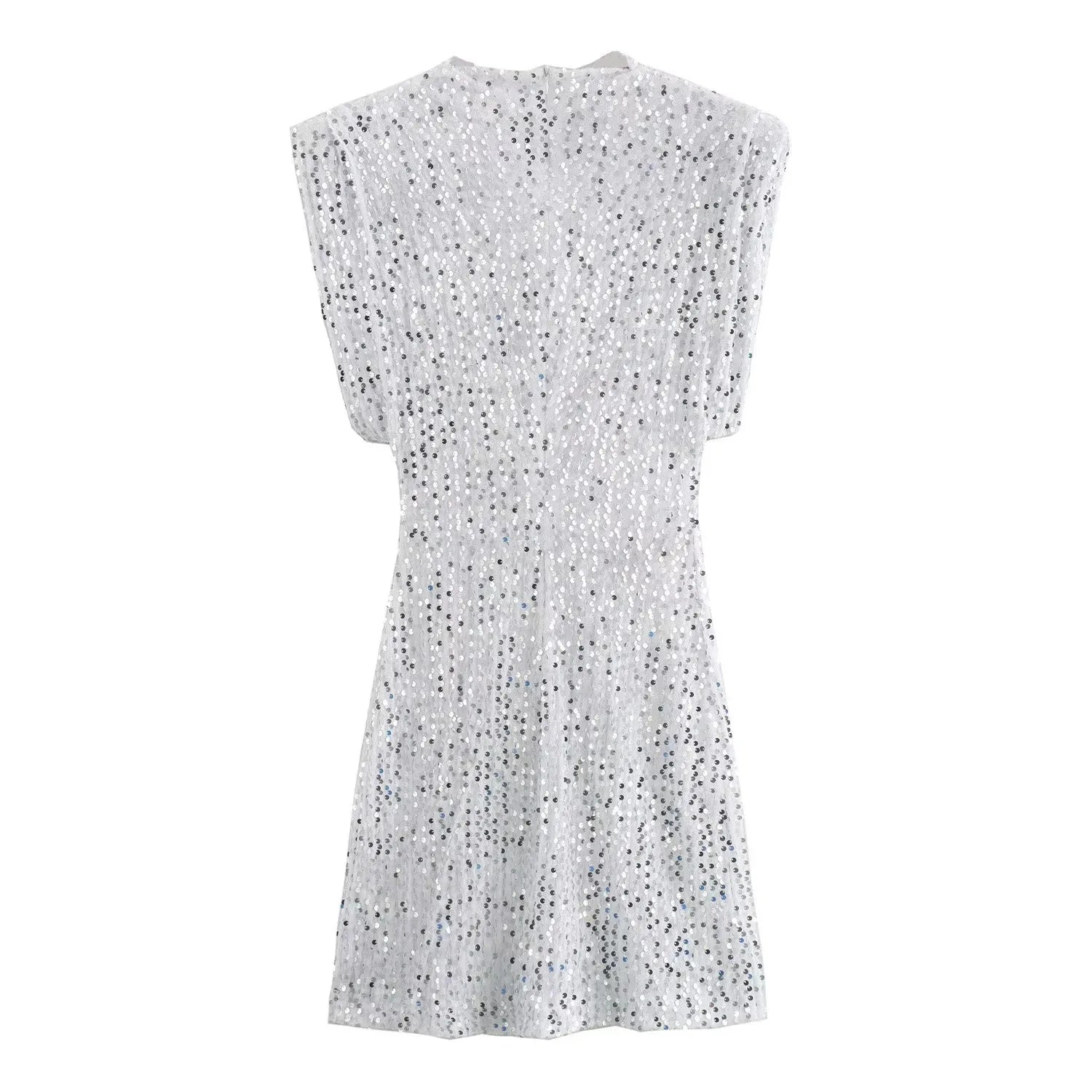 Sequined Shoulder Pad Mini Dress