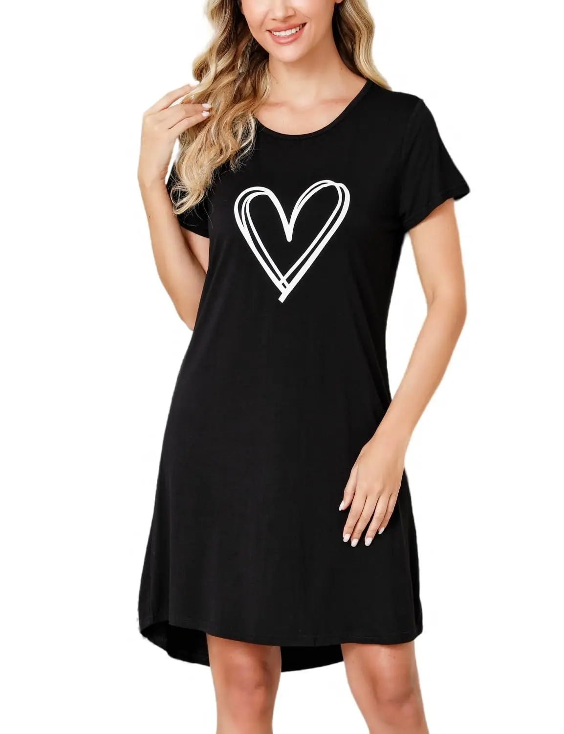 Womens Pajamas Milk Silk Cat Panda Print Short Sleeve Nightdress