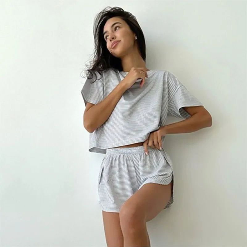 Striped Pajama Short Set