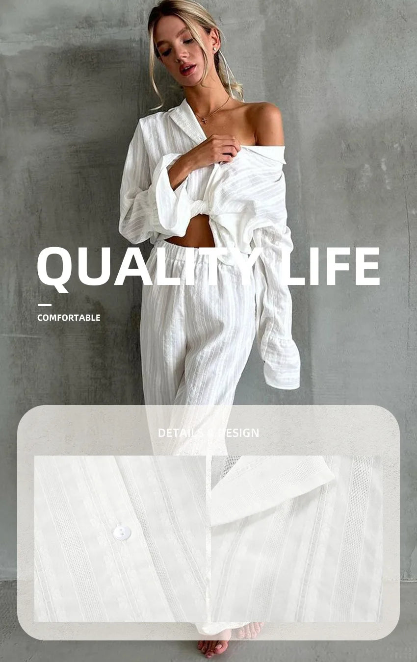 100% Cotton Ruffle Hem  Lounge Set