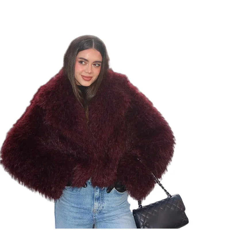 Tan Faux Fur Cardigan Coat