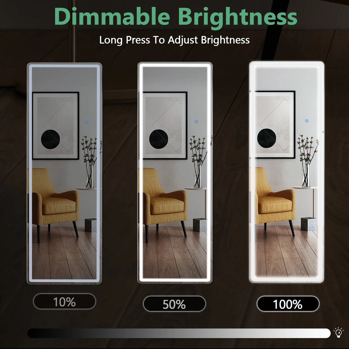JHK 64x21 Inch Led Full Length Mirror