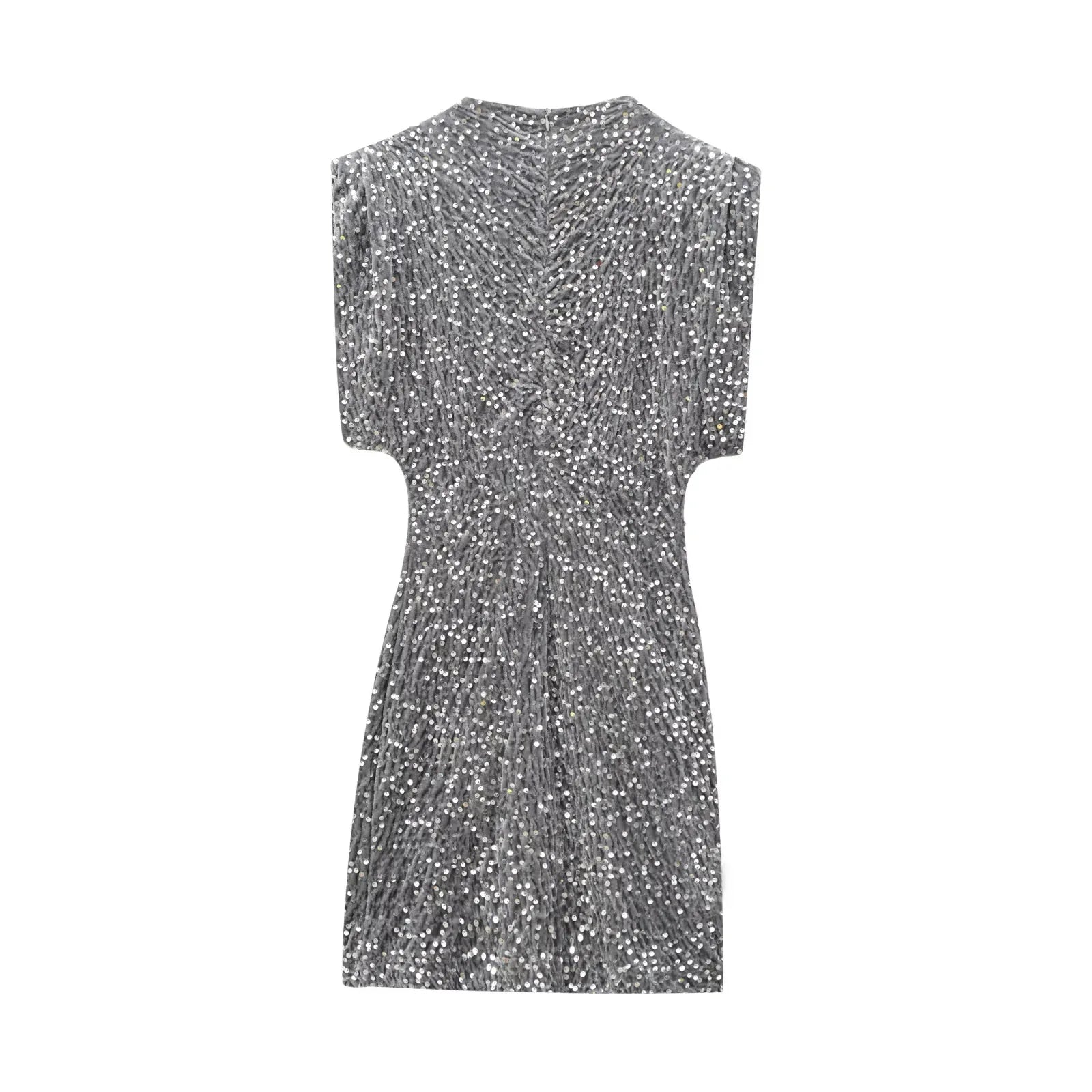 Sequined Shoulder Pad Mini Dress