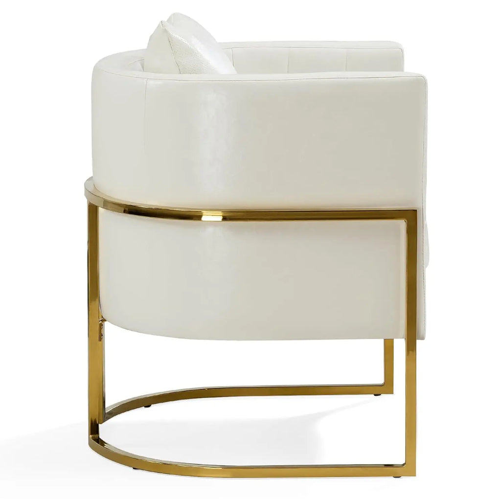 Leather Upholstered Barrel Armchair (with Pillow)