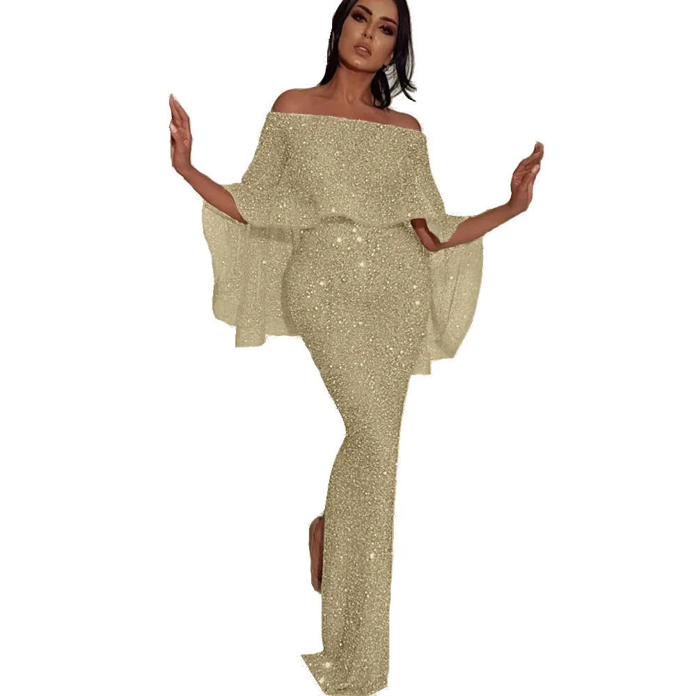 Slash Neck Slim Maxi Dress