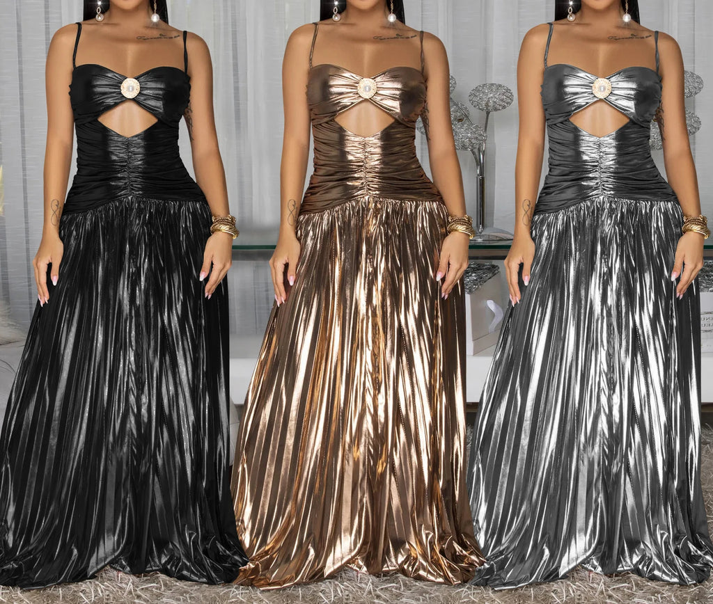 Sequin Spaghetti Strap Gown