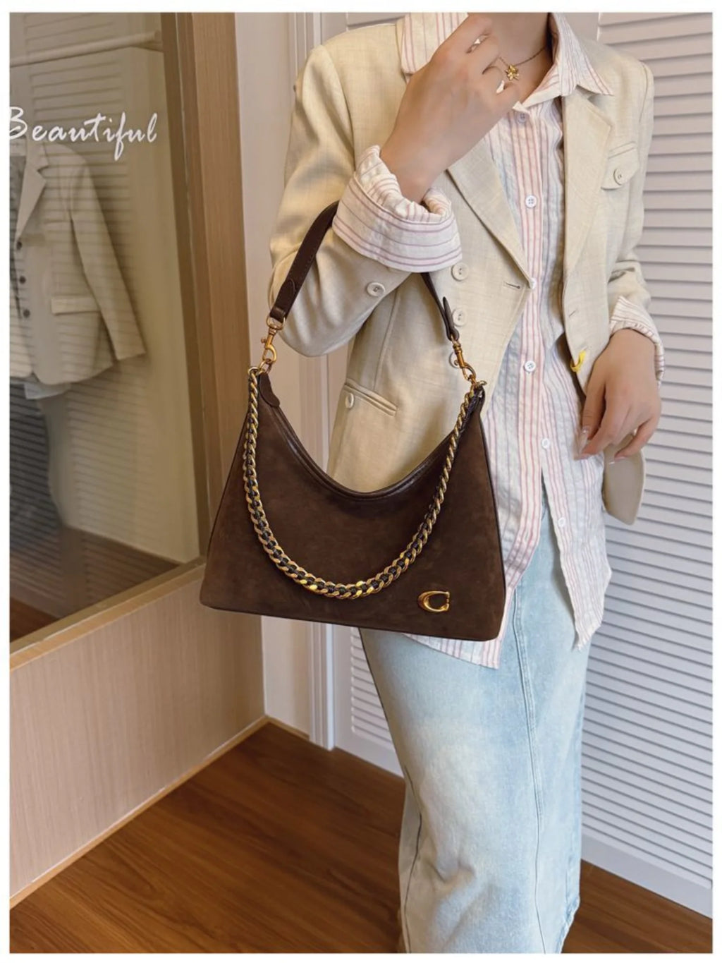 The Suede Chain Tote