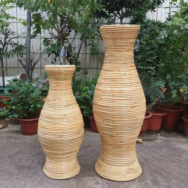 Woven Rattan Floor Vase