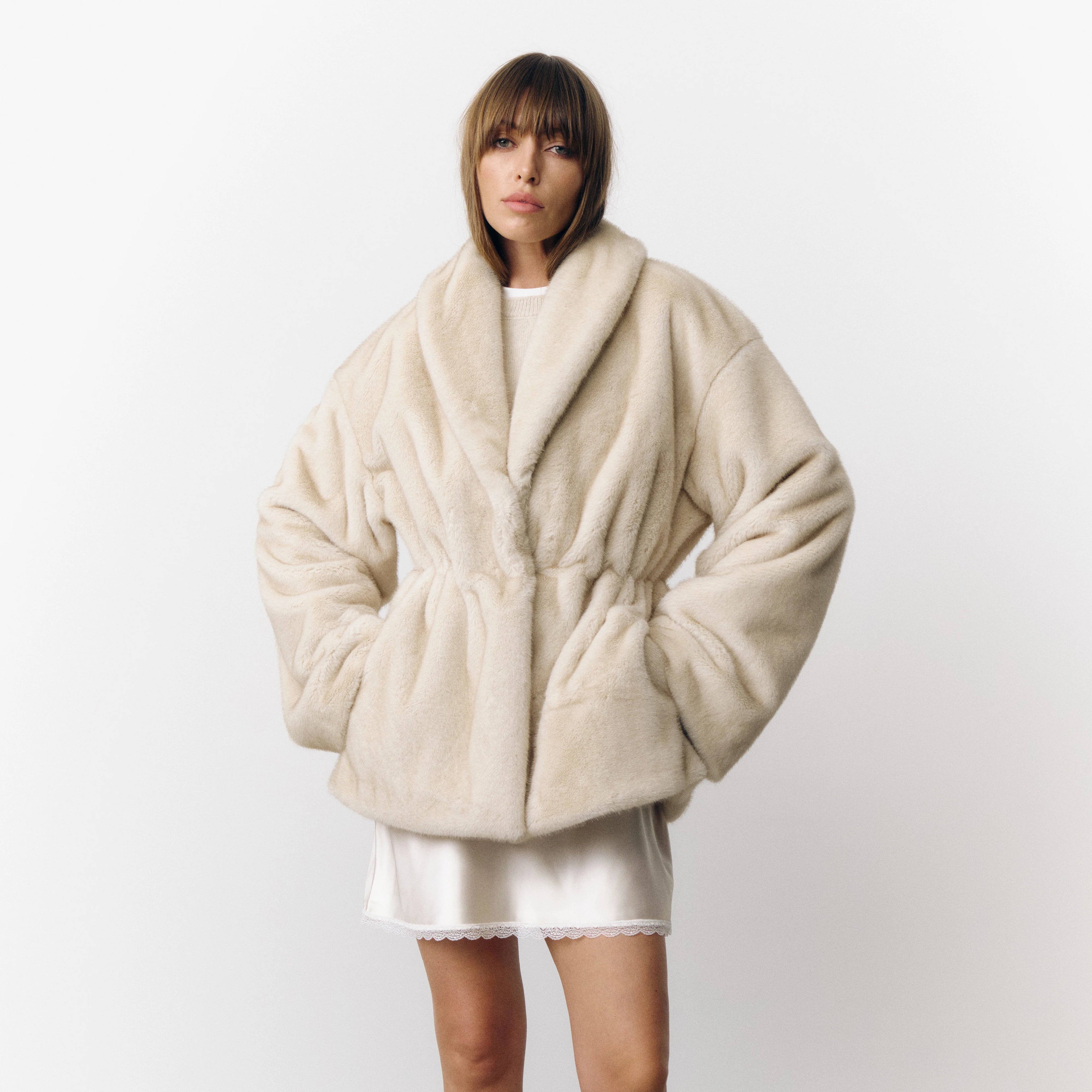 Mixed Color Faux Fur Jacket