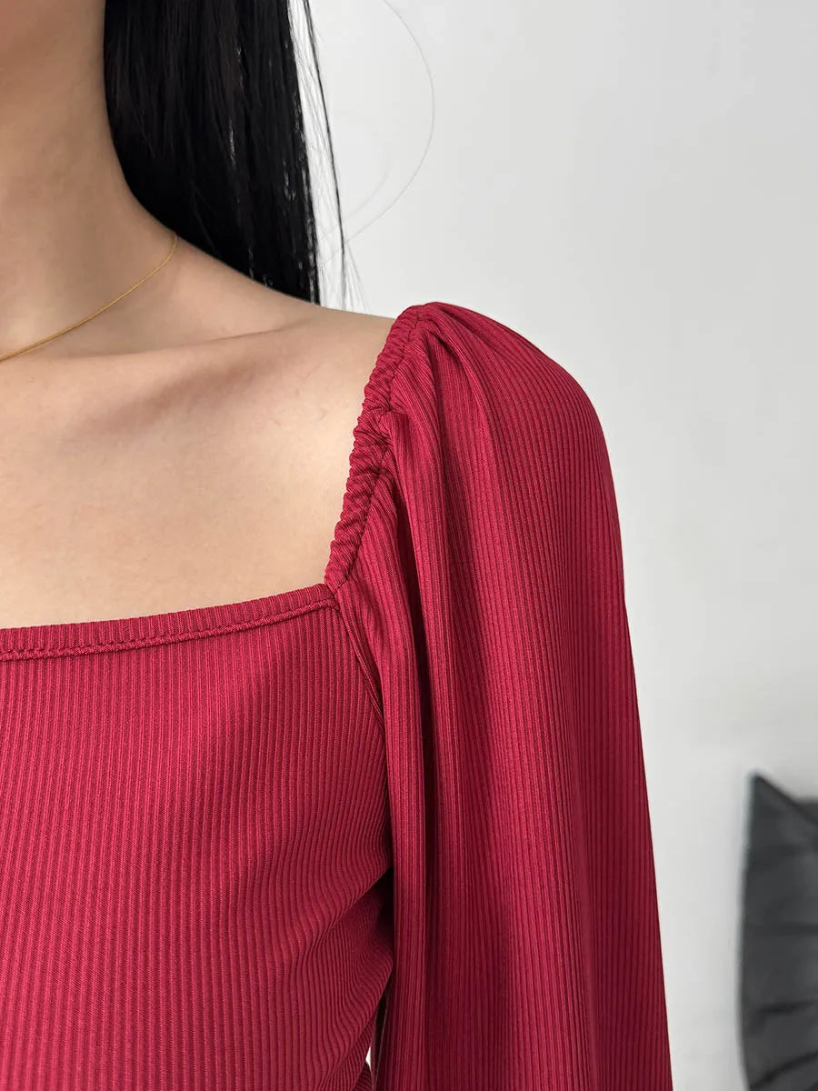 Ruched Puff Sleeve Mini Dress