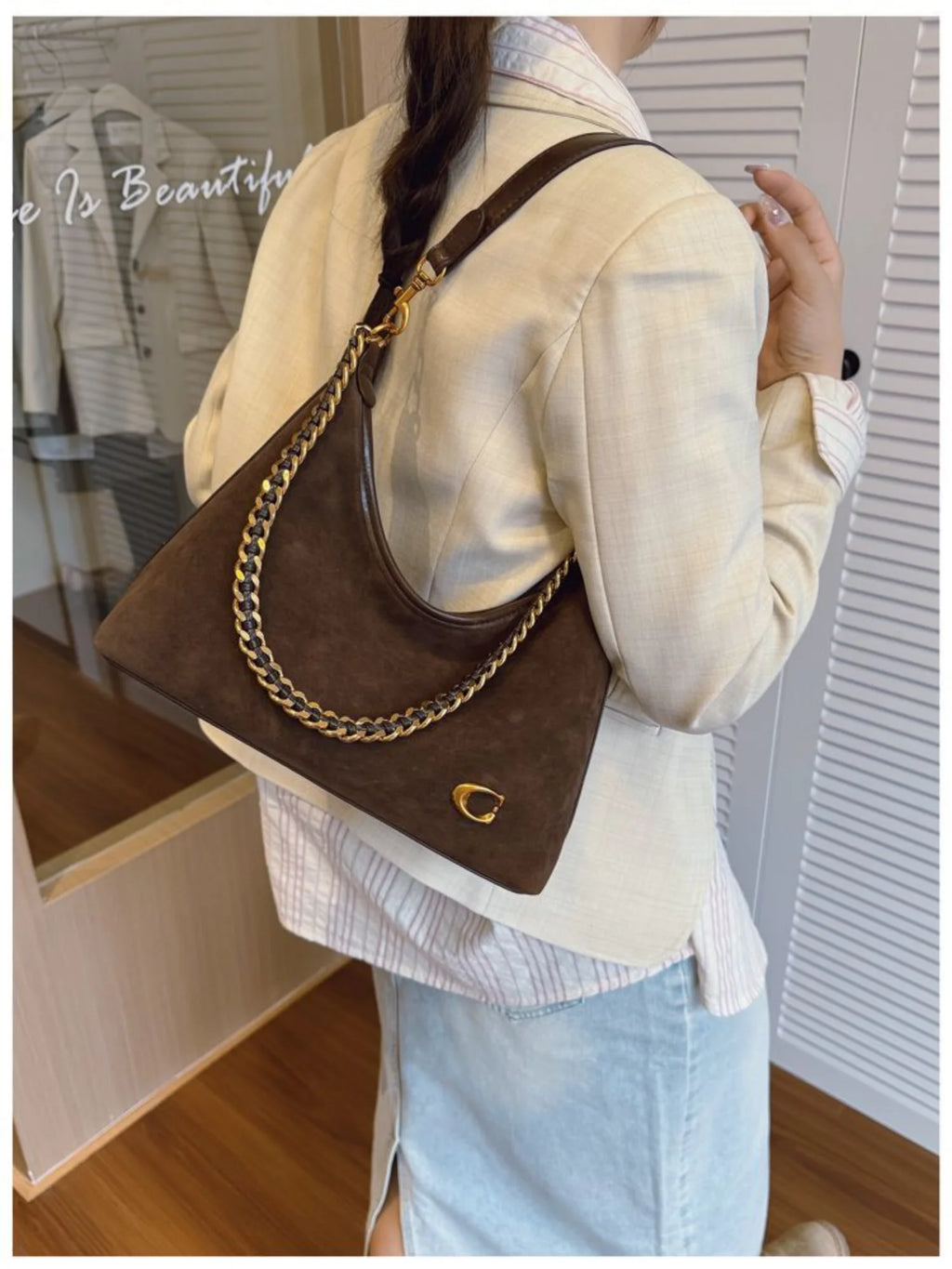 The Suede Chain Tote
