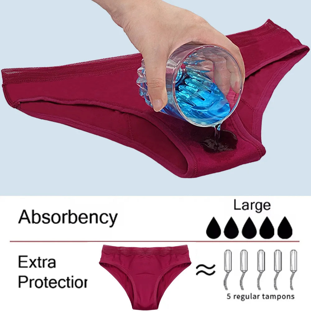 Seamless Cotton Menstrual Panties 4-Layer Leakproof Fast Absorption Women Period Panties Mid-Rise Incontinence Undies