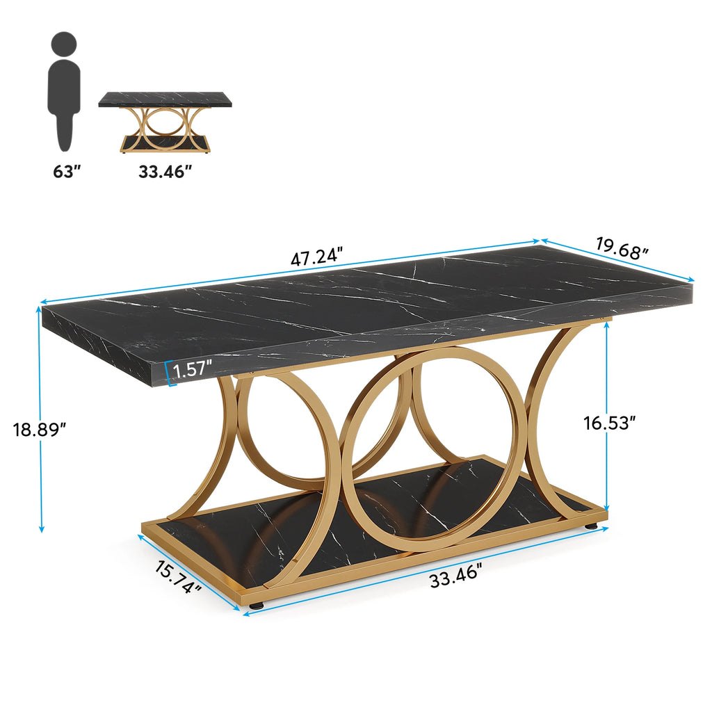 2-Tier Faux Marble Wood Coffee Table
