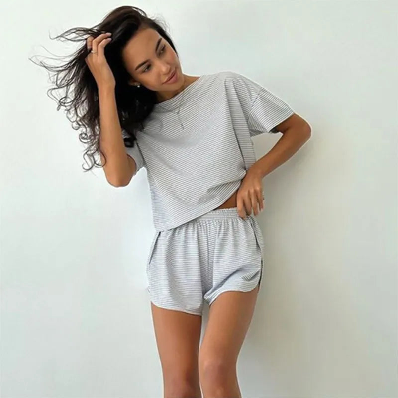 Striped Pajama Short Set