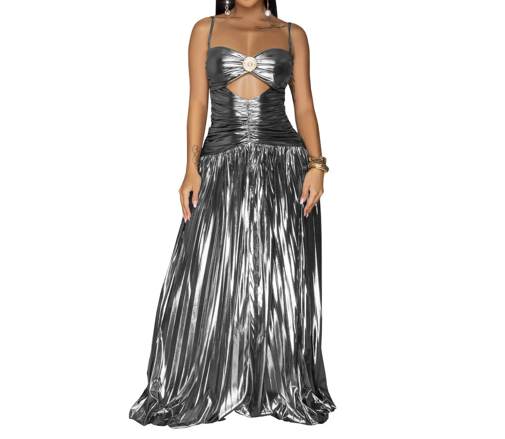 Sequin Spaghetti Strap Gown
