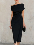 The Off-Shoulder Ruched Midi Dress