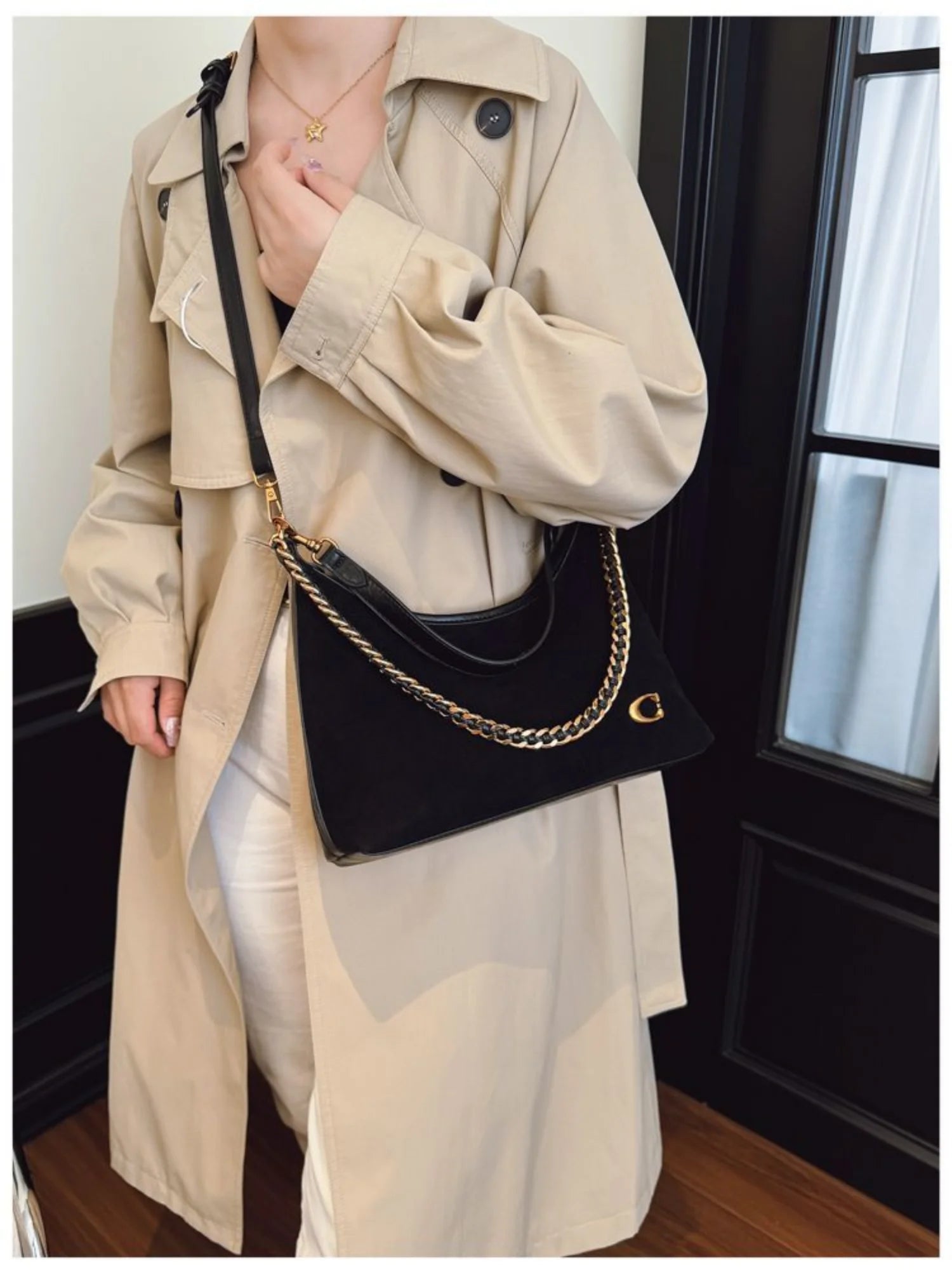 The Suede Chain Tote