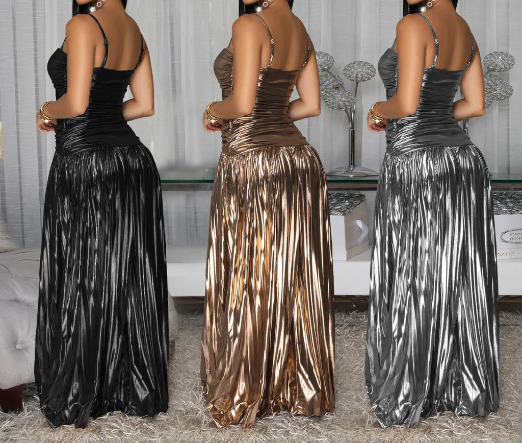 Sequin Spaghetti Strap Gown