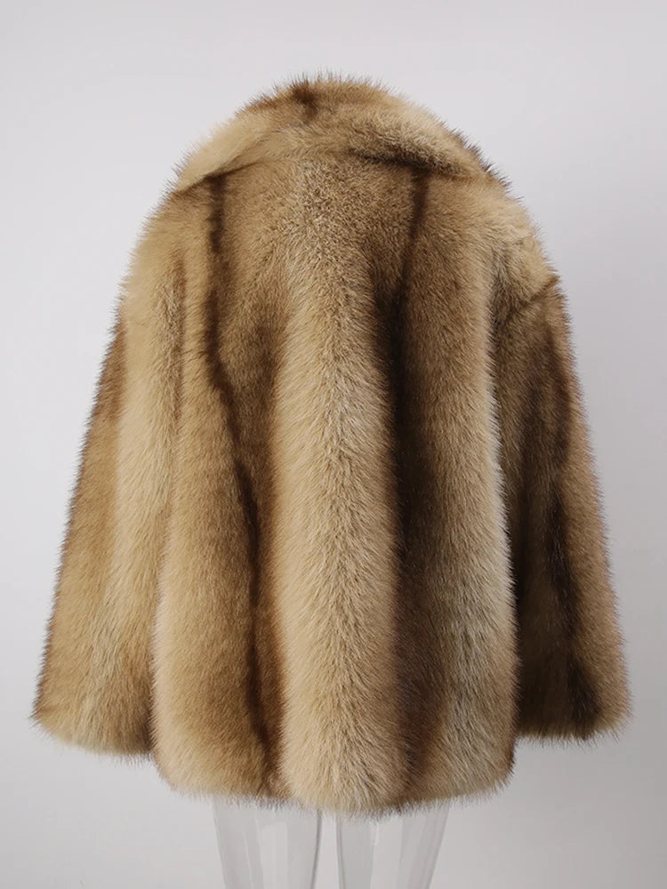 Khaki Plush Faux Fur Jacket