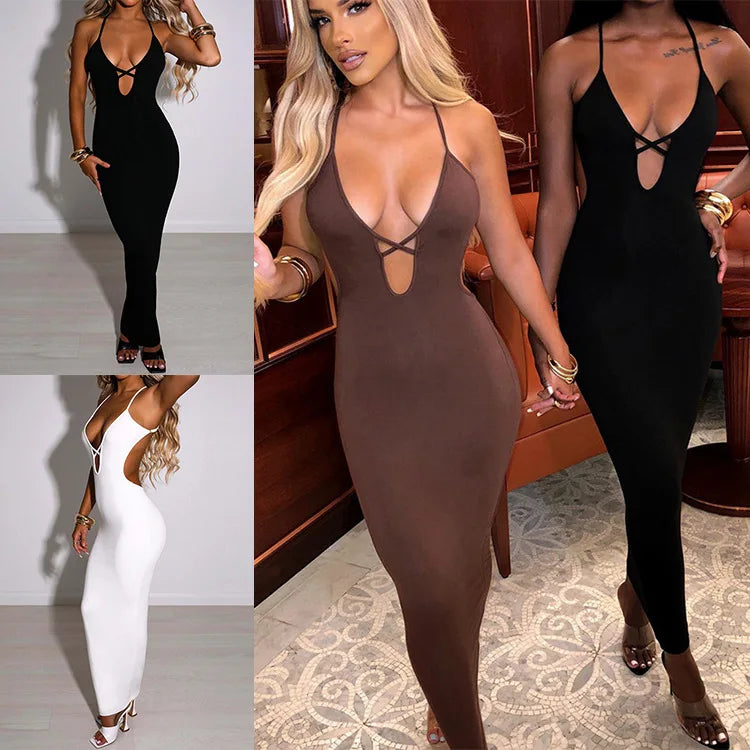Backless Lace-Up Bodycon Dress