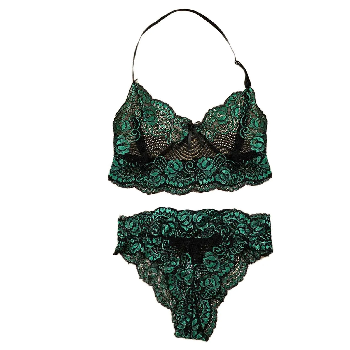 Bowknot Lace Floral Lingerie Set