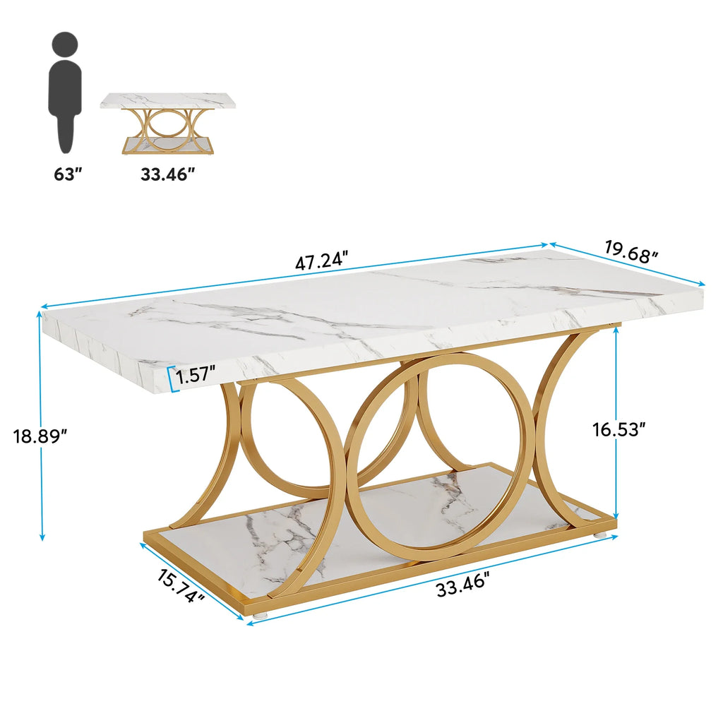2-Tier Faux Marble Wood Coffee Table