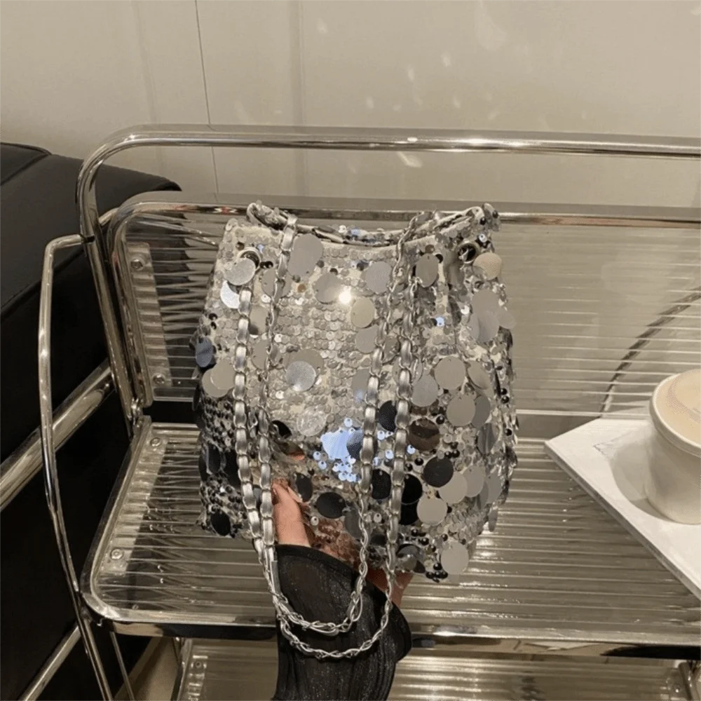 Sequin Bucket Shoulder Bag