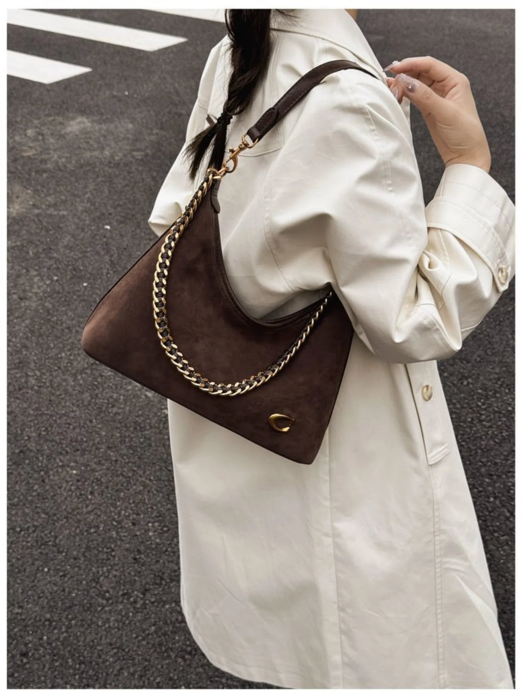 The Suede Chain Tote