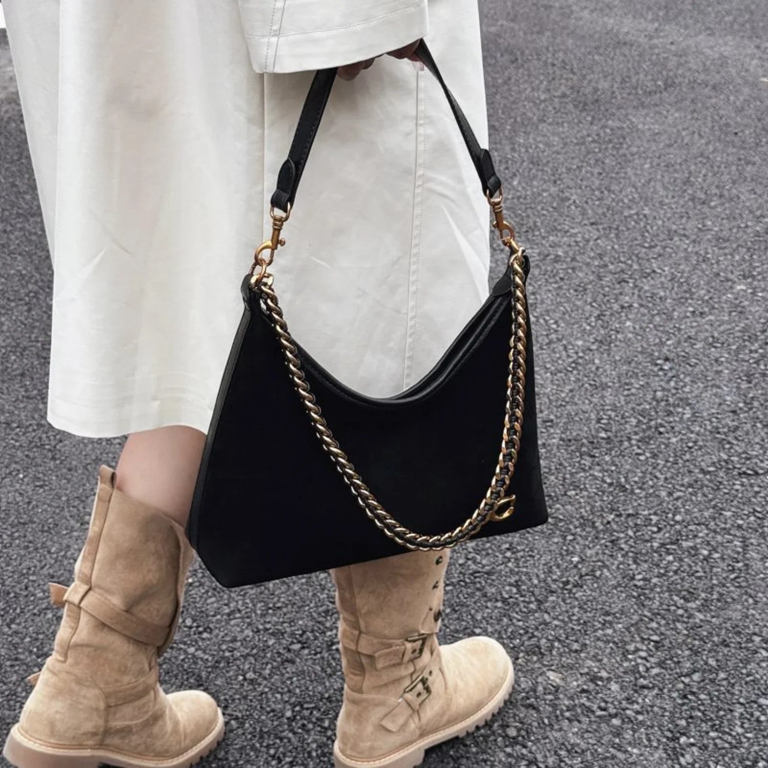 The Suede Chain Tote