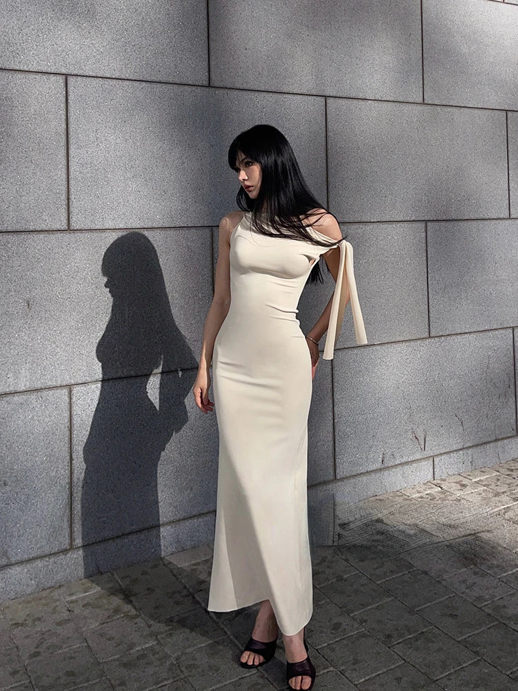 One-Shoulder Knotted Maxi Dress