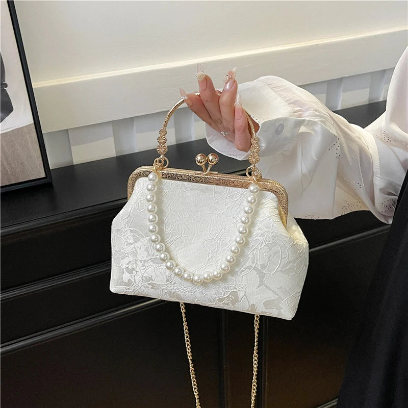 Pearl Lace Evening Clutch