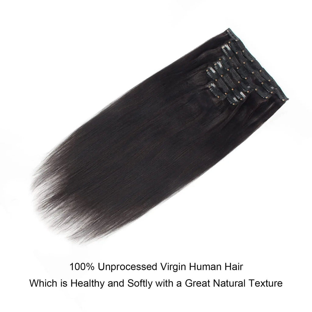 Yaki Straight Clip in Set 100% Human Hair