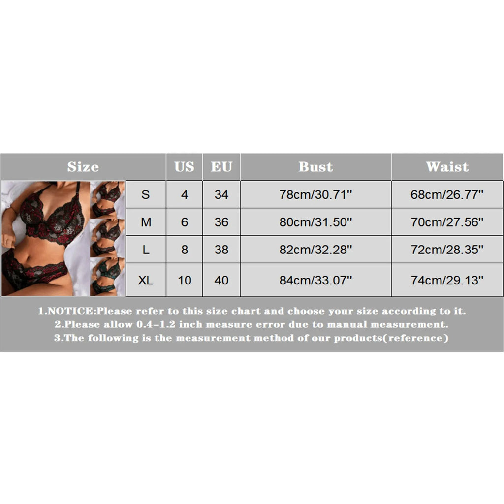 Bowknot Lace Floral Lingerie Set