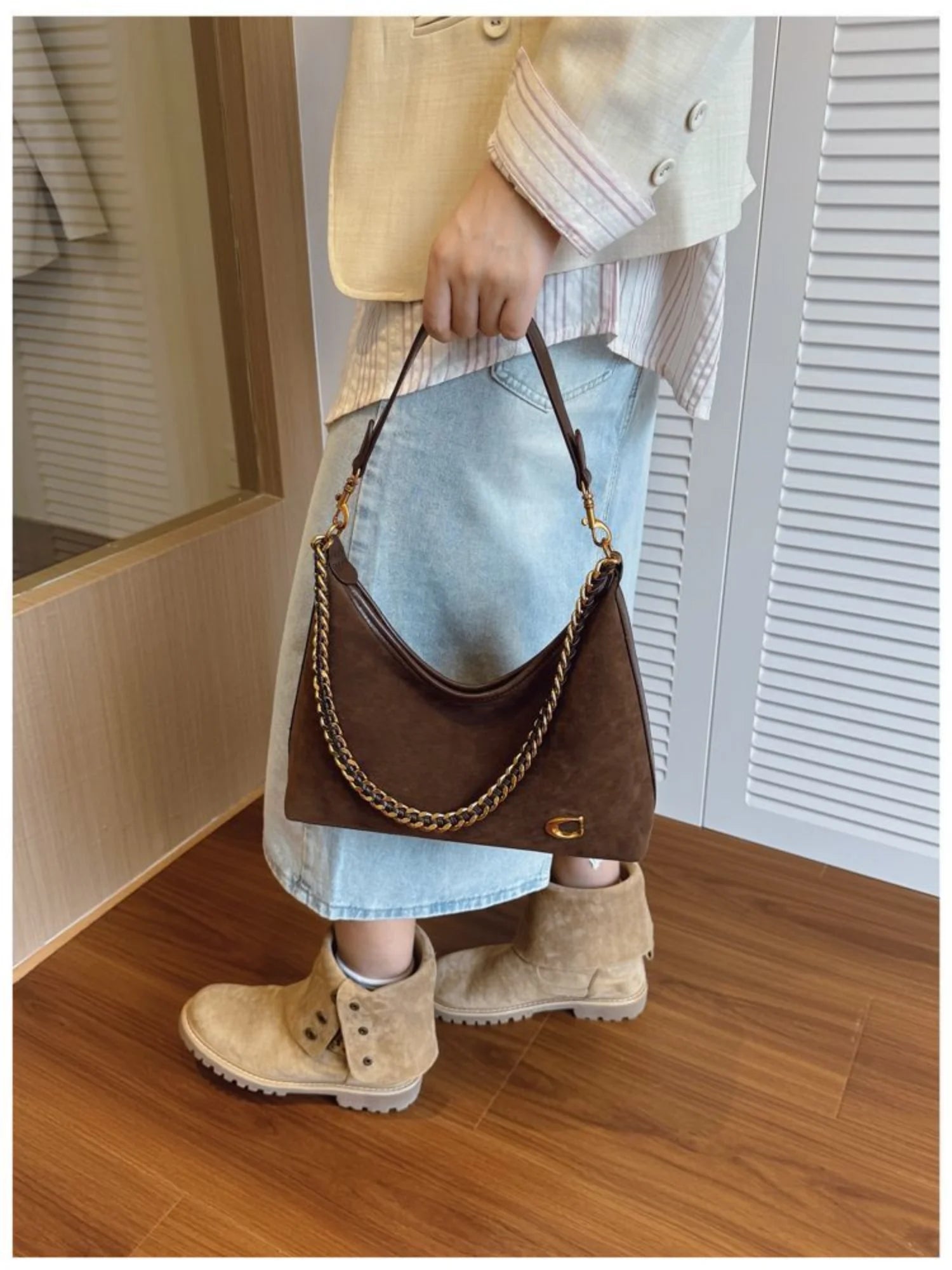 The Suede Chain Tote
