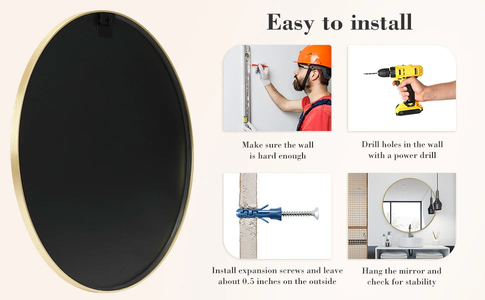Large Round Vanity Mirror