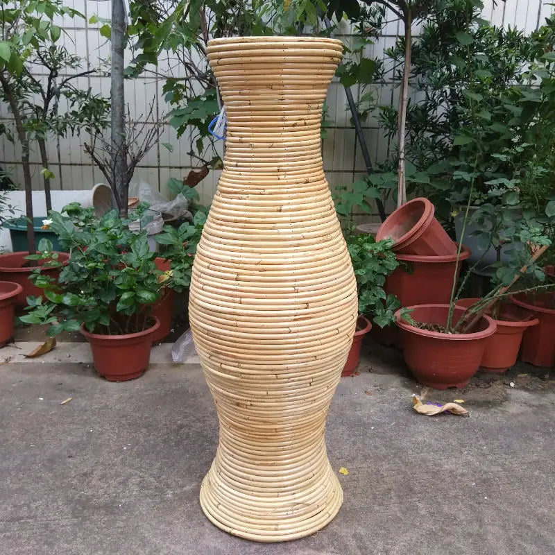 Woven Rattan Floor Vase