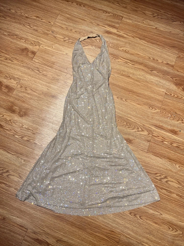 Rhinestone Halter Gown
