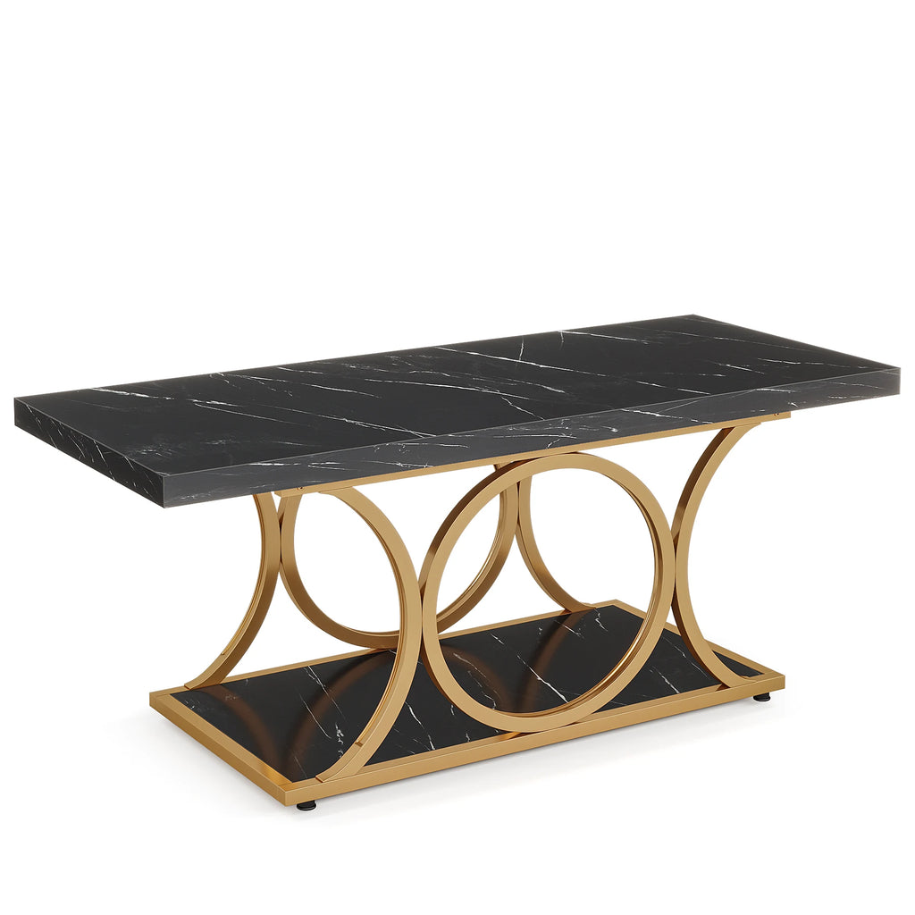 2-Tier Faux Marble Wood Coffee Table
