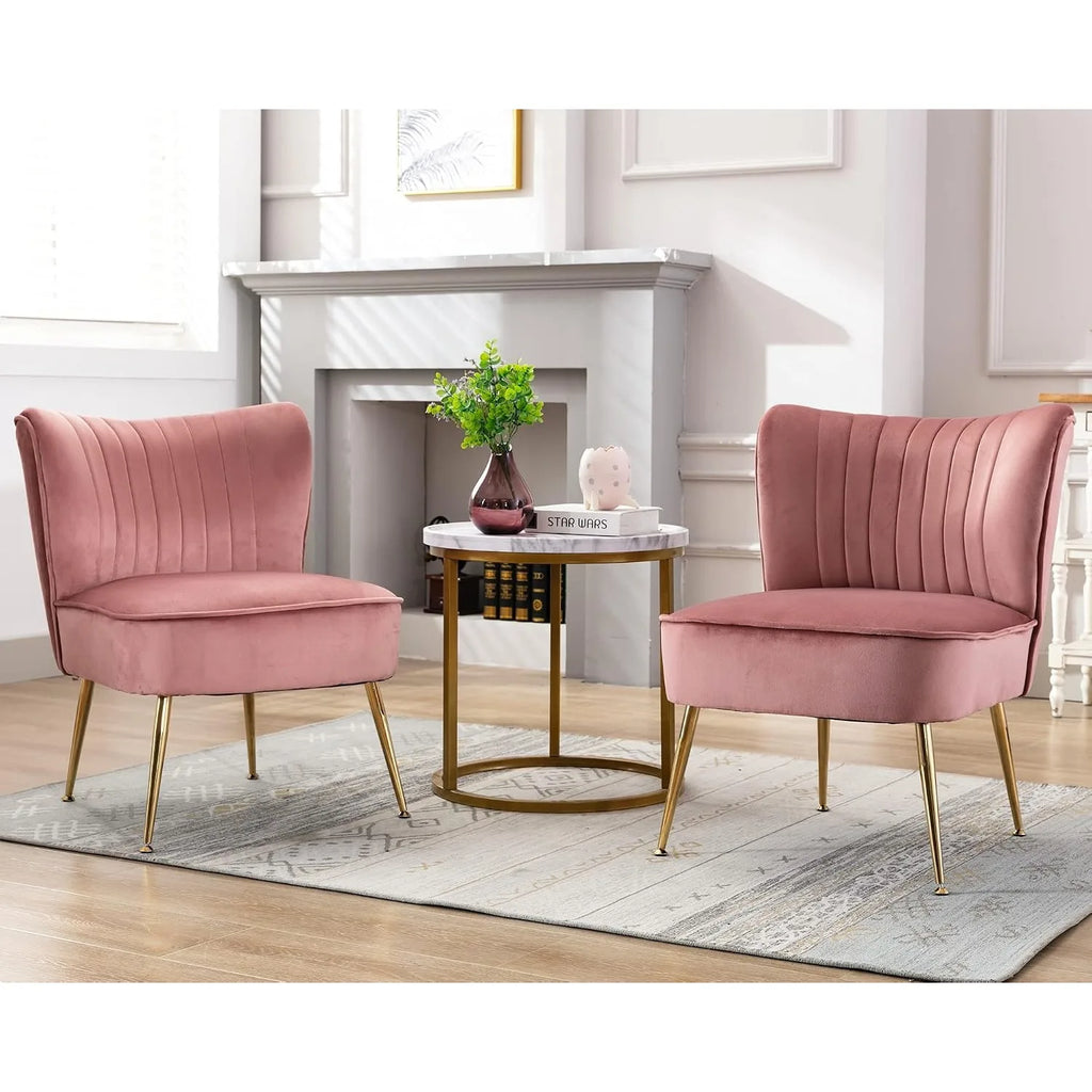 Pink Velvet Accent Chairs, Set of 2