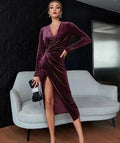 Gold Velvet Midi Dress