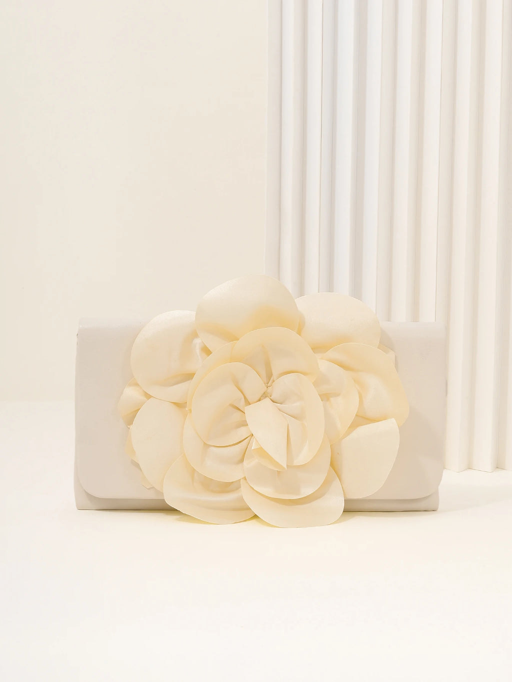 Pleated Flower Clutch Bag