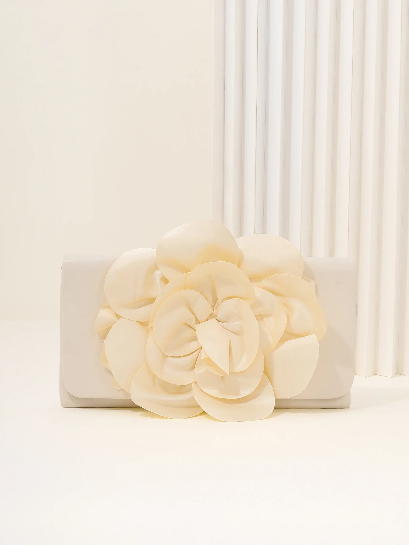 Pleated Flower Clutch Bag