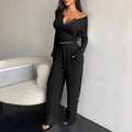 V-Neck Button Pajama Set